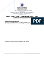 Basic Education-Learning Recovery and Continuity Plan Draft I. Background and Rationale