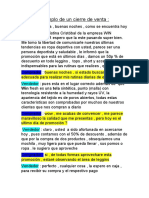 Ejemplo de un cierre de venta