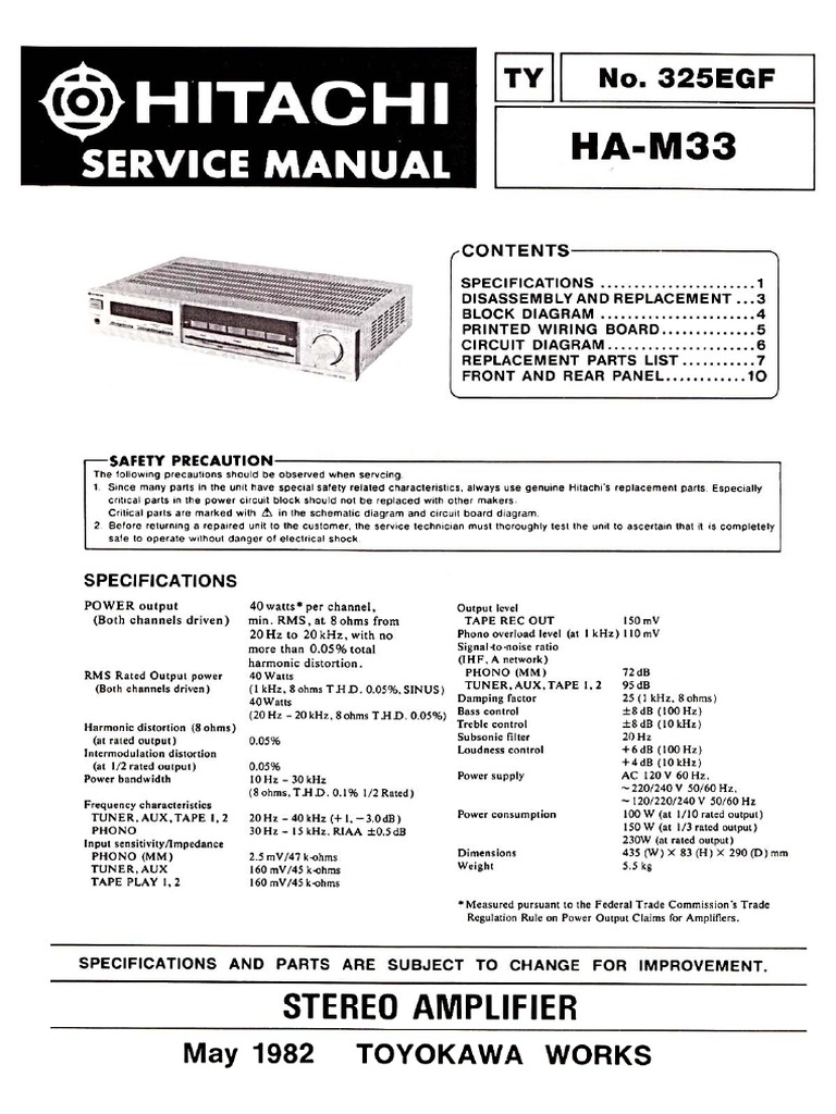 Hitachi HA M33 Service Manual PDF