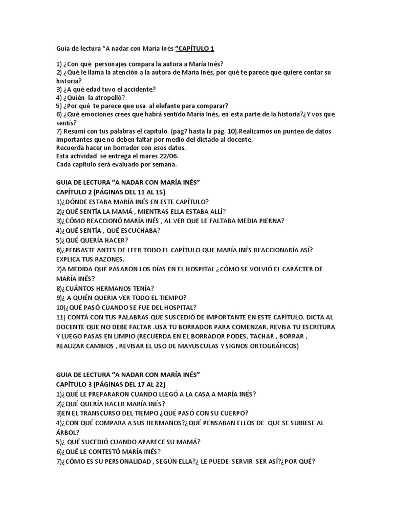 A Nadar Con María Inés Cap 1,2 y 3 | PDF