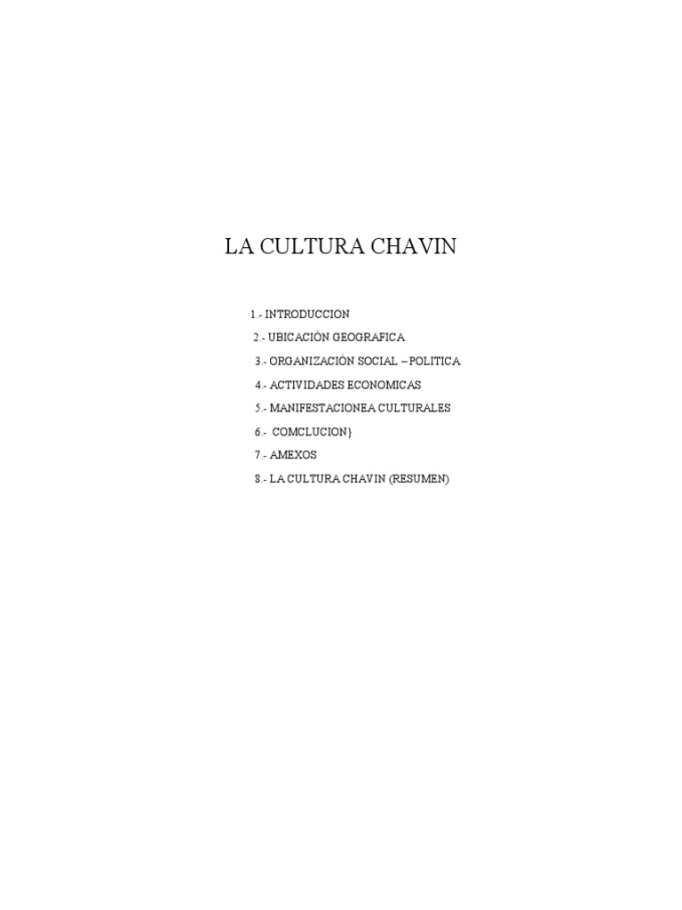 La Cultura Chavin-Monografia | PDF | Ciencias sociales | Historia