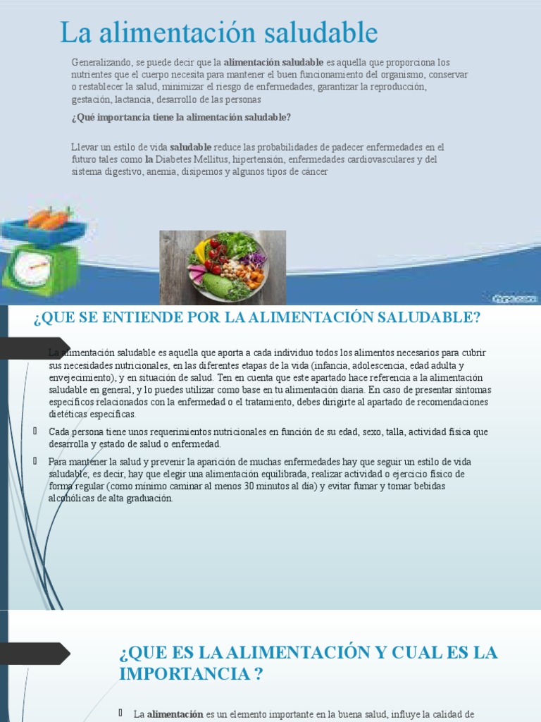 Importancia de la Alimentación Saludable | PDF | Alimentos | Dieta ...