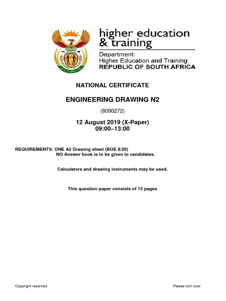 Engineering Drawing n2 Aug 2019 QP PDF Manufactured Goods