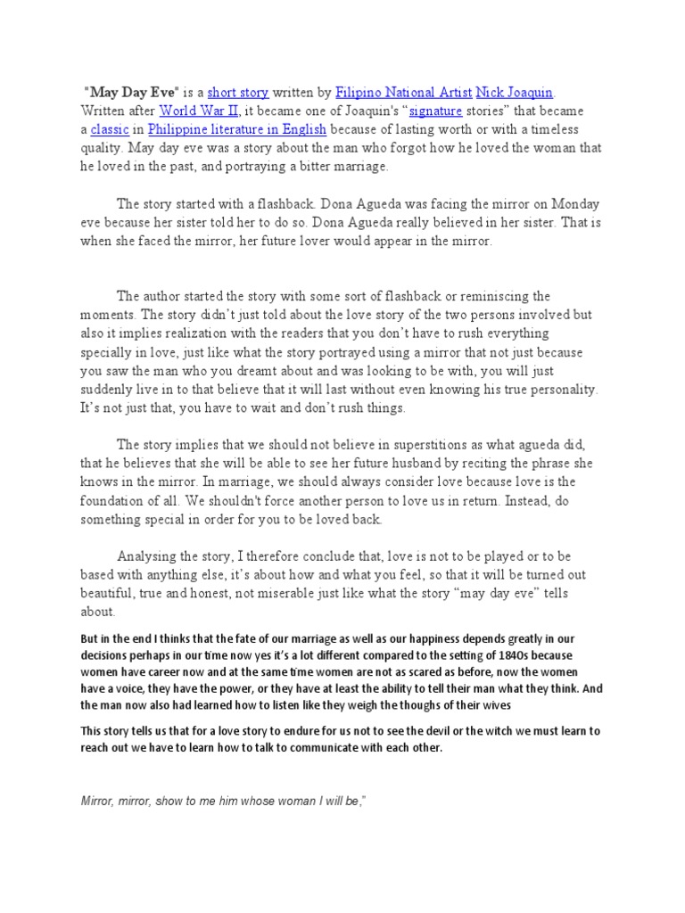 Short Story Filipino National Artist Nick Joaquin World War II