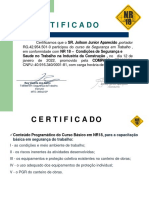 Certificado de Treinamento de NR 18 - JOILSON
