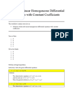 Linear Homogeneous Differential Equations