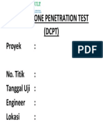 Dutch Cone Penetration Test (DCPT) : Proyek: No. Titik: Tanggal Uji: Engineer: Lokasi