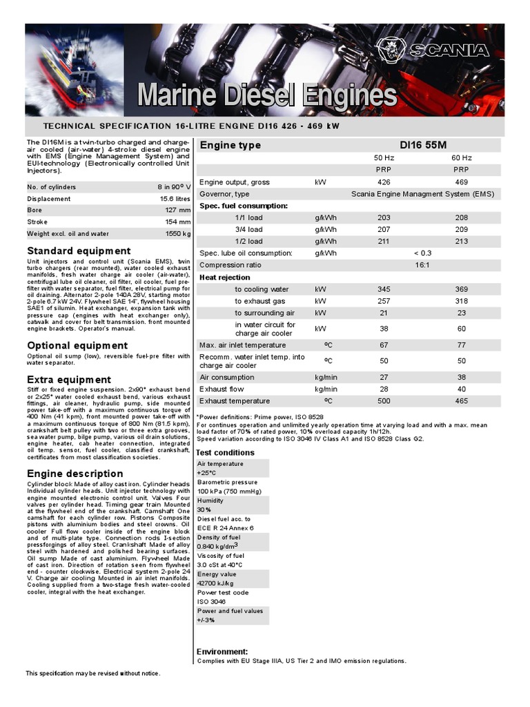 Marine Diesel Engines: Engine Type DI16 55M | PDF | Diesel Engine | Engines