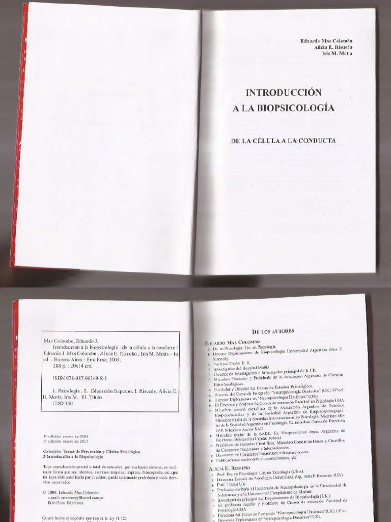 Libro Introduccion A La Biopsicologia de Mas Colombo | PDF