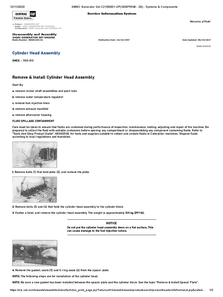 Remove & Install Cylinder Head Assembly | PDF | Screw | Fuel Injection