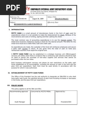 Revised Petty Cash Fund Policy