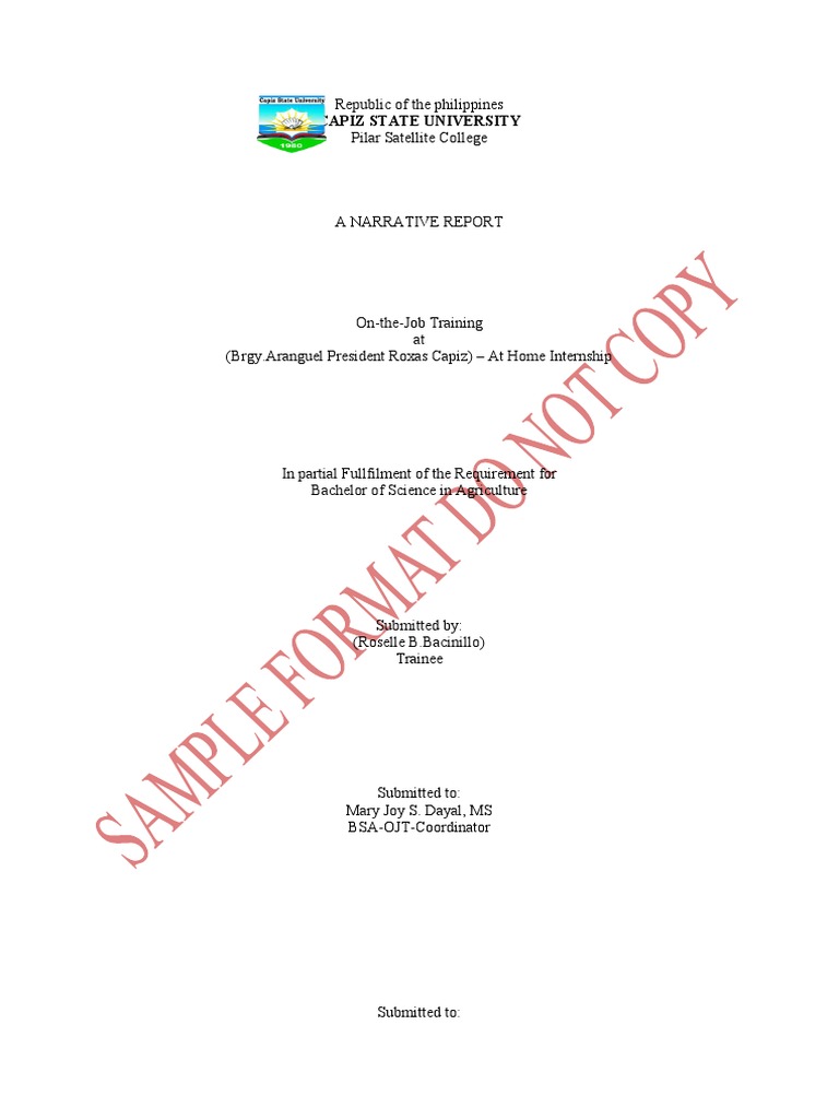 Ojt Narrative Report Format 1 | PDF | Learning | Educational Aims And ...