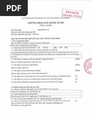 Free Sale Certificate phim nha