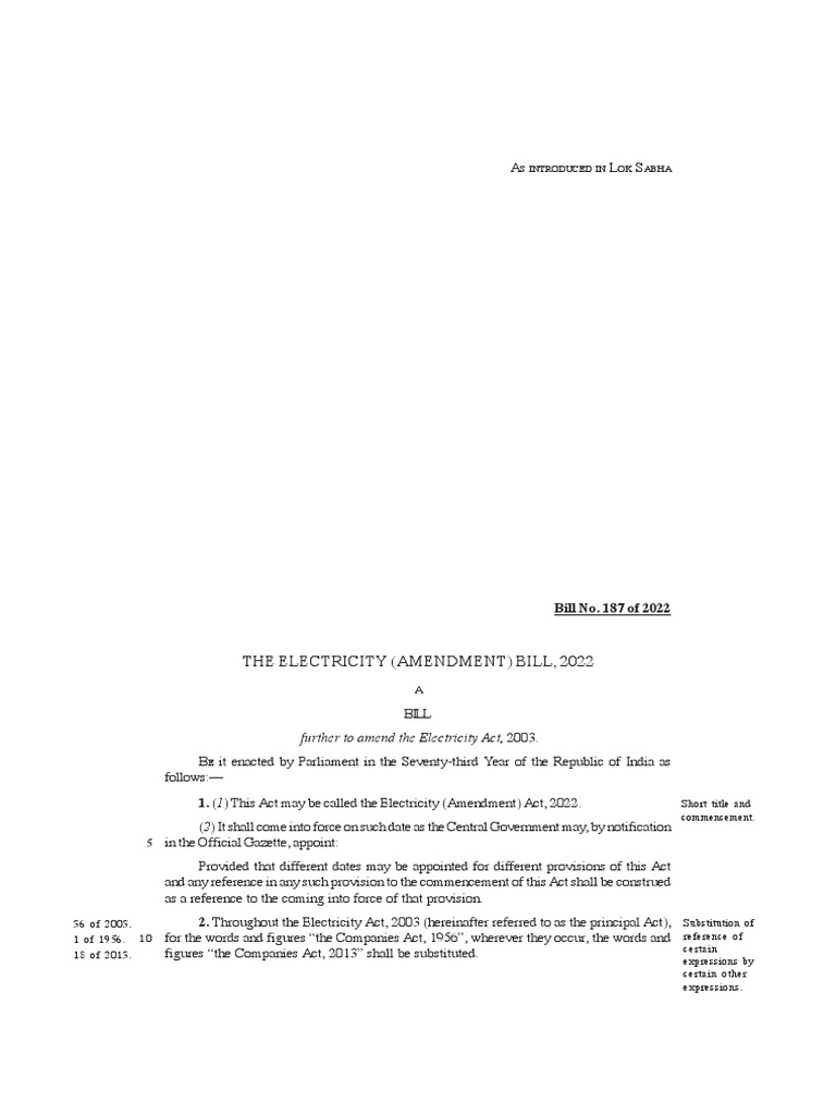 Electricity a bill 2022 pdf government
