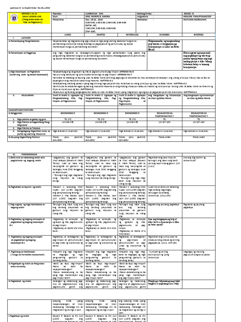 Lesson Week 3 3rdQ - Nov.18-22, 2019 | PDF