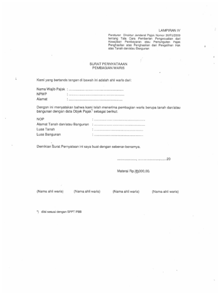 Formulir SKB Waris PDF