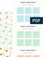 Pastel Illustrated Flowers and Animals Birthday Calendar