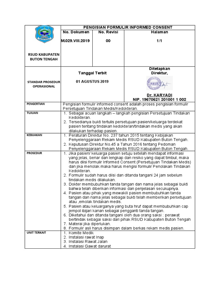 Prosedur Pengisian Informed Consent | PDF