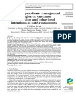 Impact of Operations Management Strategies On Customer Satisfaction and Behavioral Intentions at Café-Restaurants