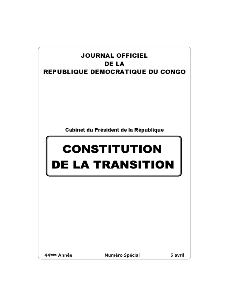 Constitution de la Transition en RDC | PDF | Loi | Démocratie