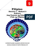 Filipino9 - q1 - Mod3 - Kultura - Ang Pamana NG Nakaraan Tula NG Pilipinas - v3