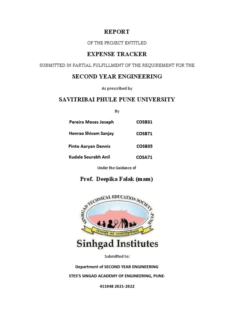 Expense Tracker Project Report 2021-22 | PDF | Java Script | World Wide Web