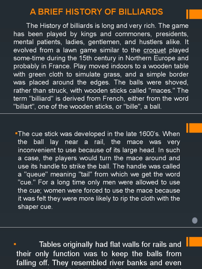 History and Origins of Billiards | PDF | Cue Sports | Pool (Cue Sports)