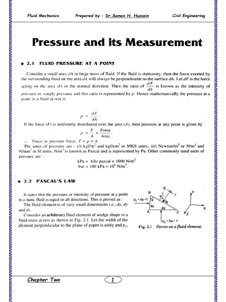 Fluid Mechanics Chapter Two Overview | PDF | Engineering | Civil ...