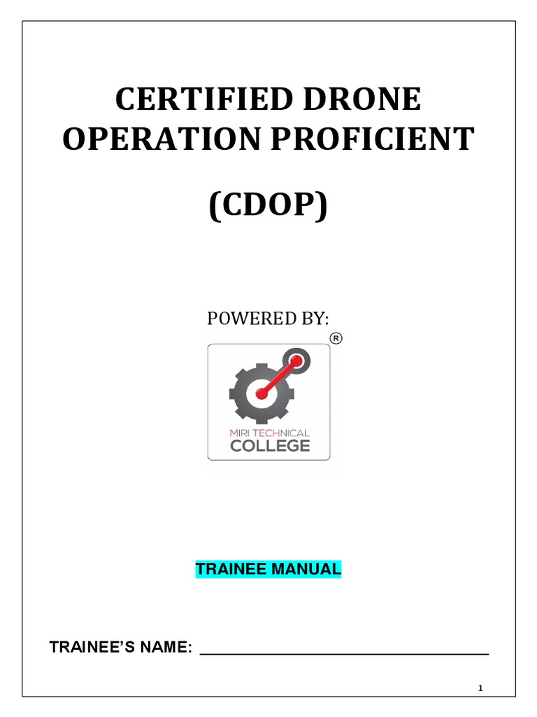 Certified Drone Operation Proficient - Trainee Handbook | PDF ...