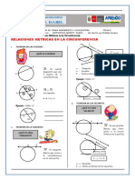 Ejercicios de Relaciones Métricas de Las Circunferencias para Quinto de Secundaria