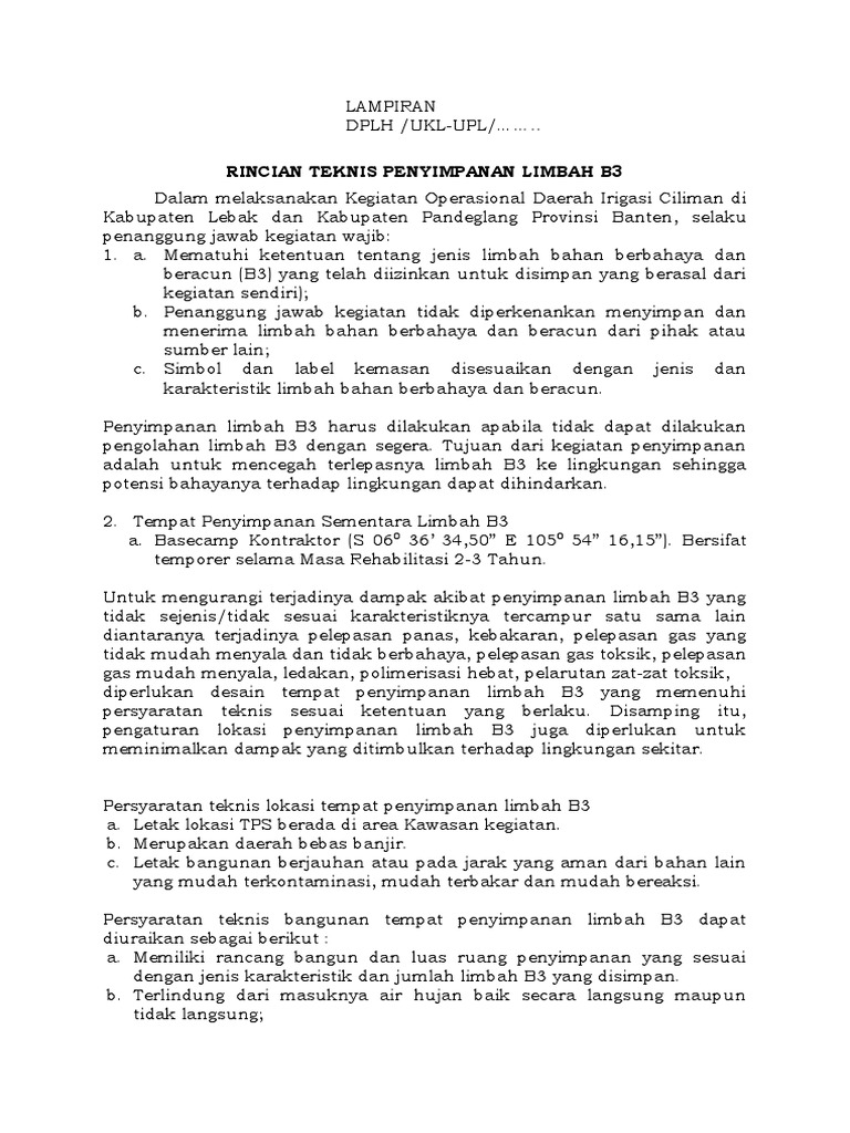 Panduan Penyimpanan Limbah B3 Banten | PDF