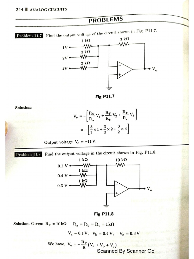 Summing Amplifier Example Problems | PDF