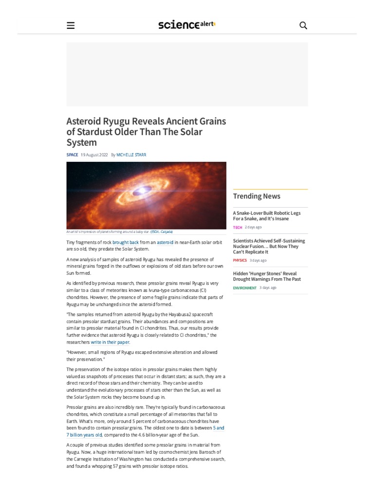 WWW Sciencealert Com Asteroid Ryugu Reveals Ancient Grains of Stardust ...