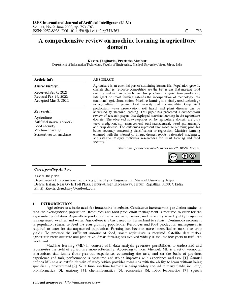 APPLICATION OF MACHINE LEARNING IN AGRICULTURE PDF visual data 5