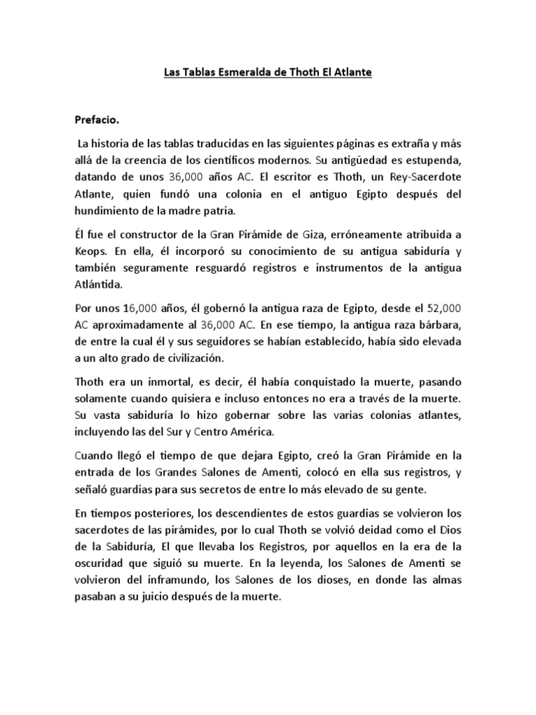 Las Tablas Esmeralda de Thoth El Atlante PDF Alma Verdad