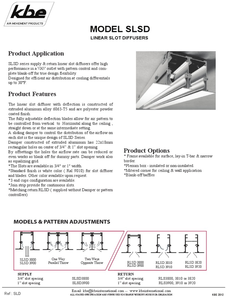 Linear Slot Diffuser Specifications | PDF | Mechanical Engineering ...