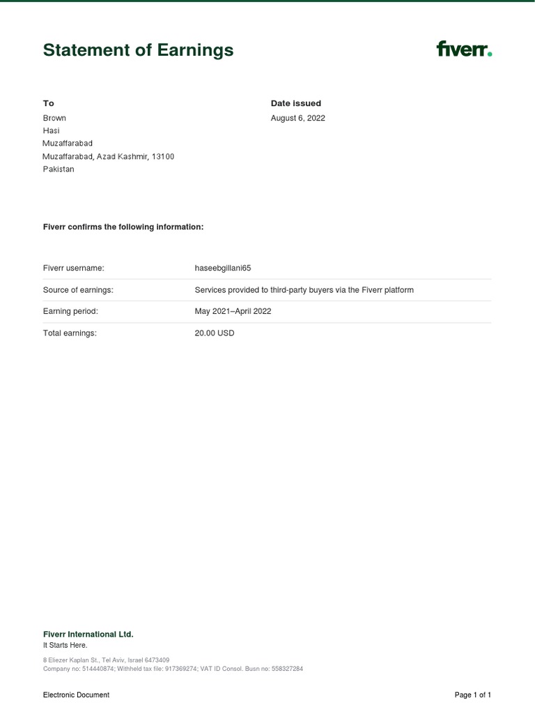 Statement of Earnings: To Date Issued | PDF