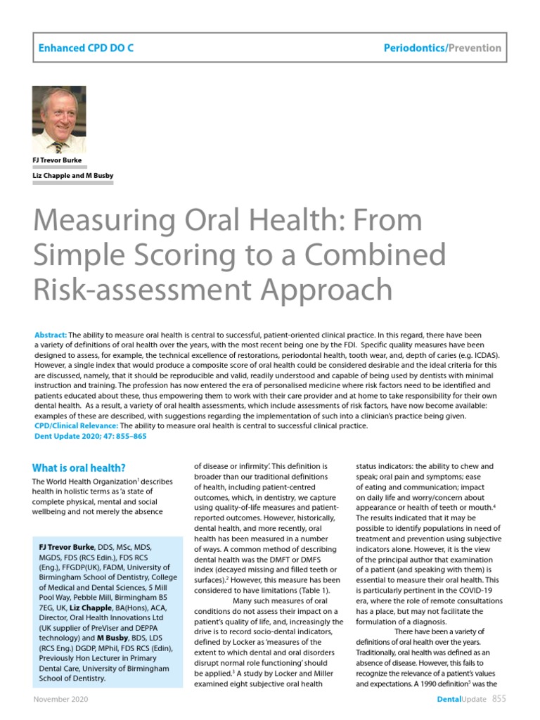 Measuring Oral Health PDF Periodontology Dentistry