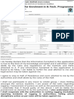 Application Form For Enrolment in B.Tech. Programme