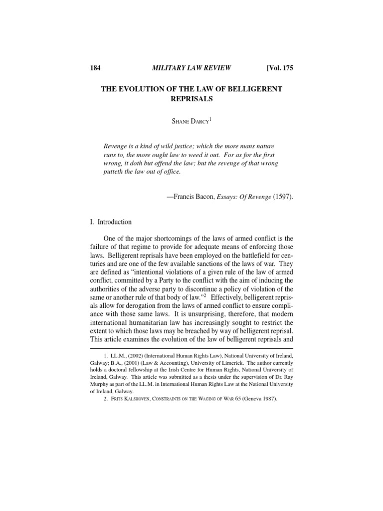 The evolution of the law of belligerent reprisals pdf law of war