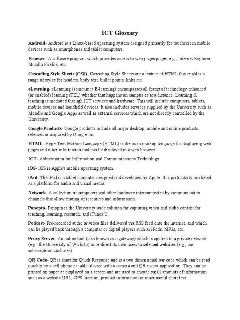 ICT Glossary-1 | PDF | World Wide Web | Internet & Web