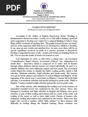 Narrative Report Crla-Intervention