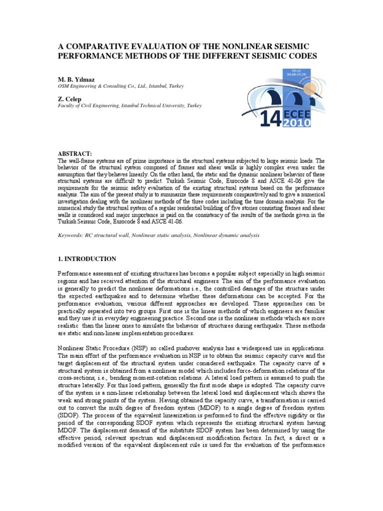 Nonlinear Seismic Performance Code Comparison | PDF | Plasticity ...