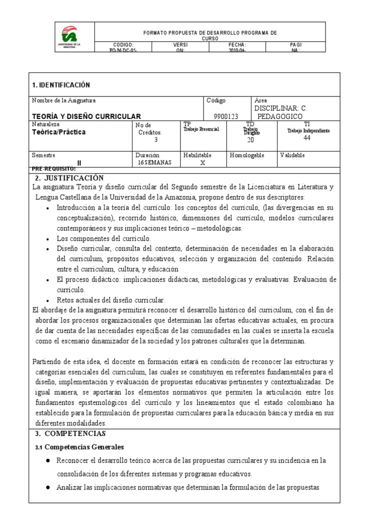 Teoría y Diseño Curricular en Educación | PDF | Plan de estudios ...