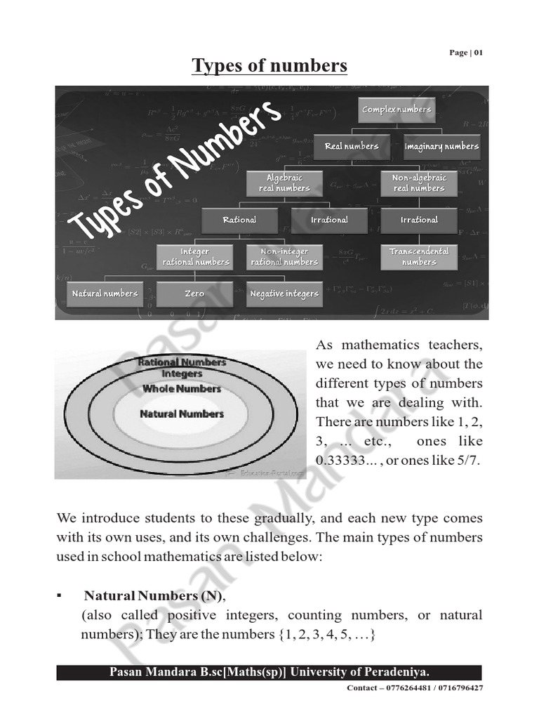 Math Number Types for Teachers | PDF | Numbers | Real Number