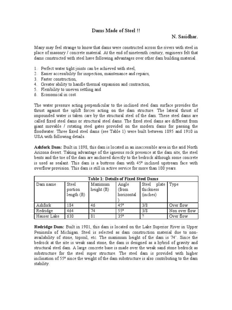 Fixed Steel Dams | PDF | Dam | Deep Foundation