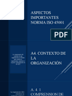 Aspectos importantes de la norma ISO 45001