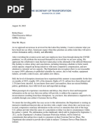 DOT Letter To JetBlue Airways