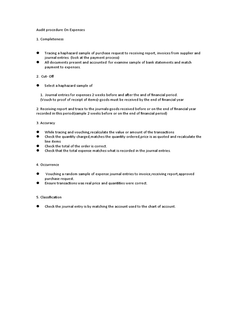 Expense Audit Procedures Overview | PDF