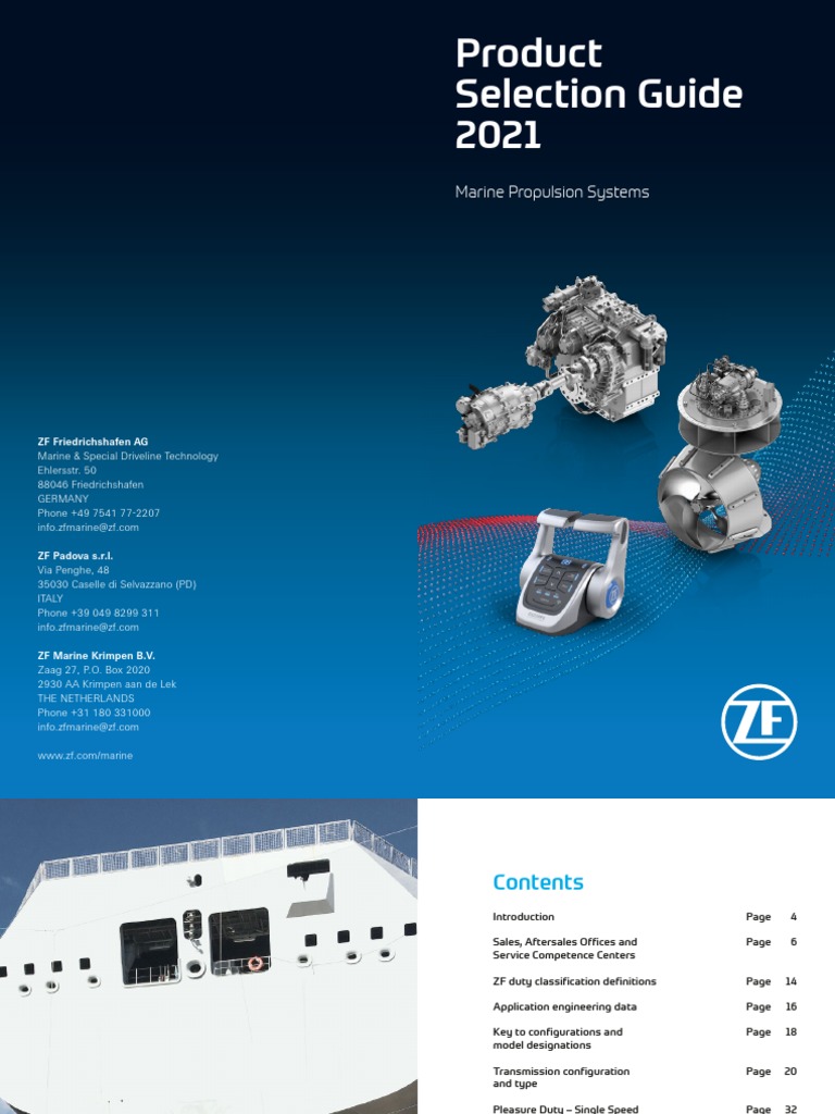 2021 ZF Product Selection Guide PDF Horsepower Propeller